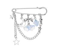 PATIKIL Hanging Long Chain Brooch Pin, Orchids Tassel Safety Punk Cool Retro Collar Chain Pin Brooch for Women Men Wedding Collar Sweater Shawl Suit Coat Dress, Blue
