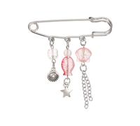 PATIKIL Hanging Long Chain Brooch Pin, Shells Tassel Safety Punk Cool Retro Collar Chain Pin Brooch for Women Men Wedding Collar Sweater Shawl Suit Coat Dress, Pink