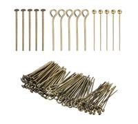 PATIKIL Head Pins Set for Jewelry Making, 600 Pcs 3 Styles 0.79" Flat Head & Ball Head Pins & Eye Pins Findings for DIY Necklaces, Earrings, Bracelets Making Supplies (Bronze)