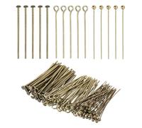 PATIKIL Head Pins Set for Jewelry Making, 600 Pcs 3 Styles 1.18" Flat Head & Ball Head Pins & Eye Pins Findings for DIY Necklaces, Earrings, Bracelets Making Supplies (Bronze)