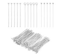 PATIKIL Head Pins Set for Jewelry Making, 600 Pcs 3 Styles 1.57" Flat Head & Ball Head Pins & Eye Pins Findings for DIY Necklaces, Earrings, Bracelets Making Supplies (Silver Tone)