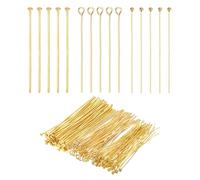 PATIKIL Head Pins Set for Jewelry Making, 600 Pcs 3 Styles 1.77" Flat Head & Ball Head Pins & Eye Pins Findings for DIY Necklaces, Earrings, Bracelets Making Supplies (Gold Tone)