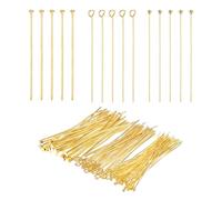 PATIKIL Head Pins Set for Jewelry Making, 600 Pcs 3 Styles 1.97" Flat Head & Ball Head Pins & Eye Pins Findings for DIY Necklaces, Earrings, Bracelets Making Supplies (Gold Tone)