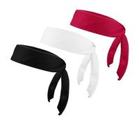 PATIKIL Head Ties Headband, Ninja Karate Headband Adjustable Sports Tie Back Sweat Wicking Workout Head Band for Men Women Running Tennis Yoga, Black, White, Red