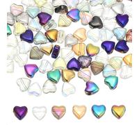 PATIKIL Heart Beads, 100Pcs Crystal Heart Beads Electroplated Czech Glass Beads Spacer Bead for DIY Jewelry Making Bracelets Necklace