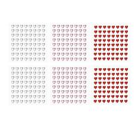 PATIKIL Heart Gem Stickers 6mm, 6 Sheet Self Adhesive Acrylic Heart Rhinestones Jewel Sticker Crystal Embellishment Sheet for Crafting Nail Decor Makeup DIY, White/Pink/Red
