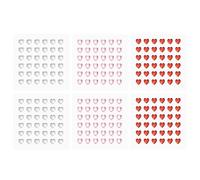 PATIKIL Heart Gem Stickers 8mm, 6 Sheet Self Adhesive Acrylic Heart Rhinestones Jewel Sticker Crystal Embellishment Sheet for Crafting Nail Decor Makeup DIY, White/Light Red/Red