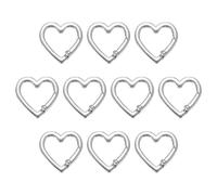 PATIKIL Heart Keychain Clip, 10 Pcs Little Heart Key Ring Snap Hook Clip Zinc Alloy Trigger Spring Buckle for Keychains Bags Purses Handbag Jewelry Making, Silver