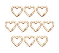 PATIKIL Heart Keychain Clip, 10 Pcs Little Heart Key Ring Snap Hook Clip Zinc Alloy Trigger Spring Buckle for Keychains Bags Purses Handbag Jewelry Making, Light Gold