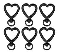 PATIKIL Heart Shape Swivel Buckles, 6 Pcs Zinc Alloy Spring Snap Keychain Clip Hanging Snap Hooks for DIY Crafts Key Chains Bag Purse, Black