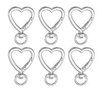 PATIKIL Heart Shape Swivel Buckles, 6 Pcs Zinc Alloy Spring Snap Keychain Clip Hanging Snap Hooks for DIY Crafts Key Chains Bag Purse, Silver