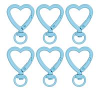 PATIKIL Heart Shape Swivel Buckles, 6 Pcs Zinc Alloy Spring Snap Keychain Clip Hanging Snap Hooks for DIY Crafts Key Chains Bag Purse, Blue