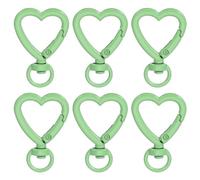 PATIKIL Heart Shape Swivel Buckles, 6 Pcs Zinc Alloy Spring Snap Keychain Clip Hanging Snap Hooks for DIY Crafts Key Chains Bag Purse, Green