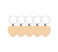 PATIKIL Heart Shape Wood Keychain Blank, 5Pcs Unfinished Wooden Blanks Wood Key Chain Bulk for Pet Tags DIY Gift Crafts, Wood Color
