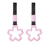 PATIKIL Heart-Shaped Car Handle Straps, 2 Pcs 10.4"x4.3" Car Rear Bumper Warning Ring Cars Hand Strap Drift Charm Keychains Accessory for Car Interior Exterior Decoration Bus, Pink/Black