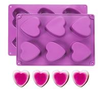 PATIKIL Heart Shaped Silicone Mould, 3D Love Heart Chocolate Mould Non-Stick Silicone Valentines Moulds for Baking, DIY, Craft, Lover Cake Candy, Soap-2Pcs(Dark Purple)