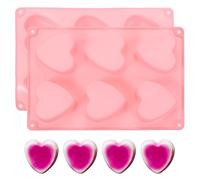 PATIKIL Heart Shaped Silicone Mould, 3D Love Heart Chocolate Mould Non-Stick Silicone Valentines Moulds for Baking, DIY, Craft, Lover Cake Candy, Handmade Soap-2Pcs(Pink)