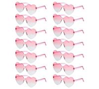 PATIKIL Heart Shaped Sunglasses, for Beach Party Colorful Rainbow Sunglasses Bachelorette Party Glasses Women Men Transparent Funny Graduation, Gradient Pink