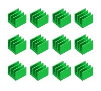 PATIKIL Heatsink 7x7x6mm, 12 Pcs Aluminum Cooler Radiator Heat Sink with Thermal Blue Sticker for Raspberry Pi Chip CPU Power Transistor FET IC Power Amplifier, Green