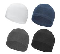 PATIKIL Helmet Liner Skull Cap for Men, 4 Pack Sweat Wicking Hats Stretchy Thermal Under Helmets Caps for Bicycle Motorcycle Cycling, White/Black/Dark Gray/Navy Blue