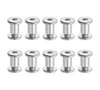 PATIKIL Hex Chicago Screws, 10 Set Binding Screw Posts M6 x 10 mm Connecting Hex Drive Socket Cap Bolt Nuts for Scrapbook Leather Belt Album Photo Furniture Repair, Silver