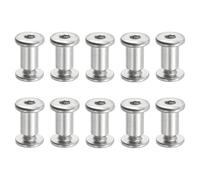 PATIKIL Hex Chicago Screws, 10 Set Binding Screw Posts M6 x 12 mm Connecting Hex Drive Socket Cap Bolt Nuts for Scrapbook Leather Belt Album Photo Furniture Repair, Silver