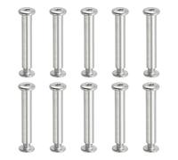 PATIKIL Hex Chicago Screws, 10 Set Binding Screw Posts M6 x 45 mm Connecting Hex Drive Socket Cap Bolt Nuts for Scrapbook Leather Belt Album Photo Furniture Repair, Silver