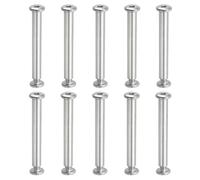 PATIKIL Hex Chicago Screws, 10 Set Binding Screw Posts M6 x 60 mm Connecting Hex Drive Socket Cap Bolt Nuts for Scrapbook Leather Belt Album Photo Furniture Repair, Silver