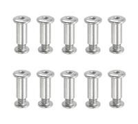 PATIKIL Hex Chicago Screws, 10 Set Binding Screw Posts M8 x 20 mm Connecting Hex Drive Socket Cap Bolt Nuts for Scrapbook Leather Belt Album Photo Furniture Repair, Silver