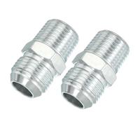 PATIKIL Hex Reducing Nipple Connectors Pipe Adapter 7/8" Male 37° Flare JIC x 1/2" Male NPT, 2 Pack Pipe Fitting Reducer Nipple Adapter Plated Steel Hydraulic Fitting