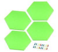 PATIKIL Hexagon Felt Board Tiles, 4 Pack Large Self Adhesive Wall Bulletin Pin Board with Push Pins for Photos Memos Home Office Classroom Decor, Green