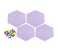 PATIKIL Hexagon Felt Board Tiles, 4 Pack Self Adhesive Moon Wall Pin Bulletin Board with Push Pins for Photos Memos Home Office Decor, Purple
