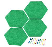 PATIKIL Hexagon Felt Board Tiles, 4 Pack Self Adhesive Wall Bulletin Pin Board with Push Pins for Photos Memos Home Office Classroom Decor, Green