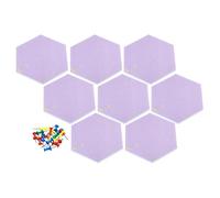 PATIKIL Hexagon Felt Board Tiles, 8 Pack Self Adhesive Mini Moon Wall Pin Bulletin Board with Push Pins for Photos Memos Home Office Decor, Purple