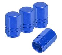 PATIKIL Hexagonal Tire Air Valve Stem Caps, 4 Pack Aluminum Alloy Screw Shape Car Wheel Dustproof Cover Caps for Cars Trucks Motorcycles SUV, Blue