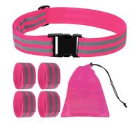 PATIKIL High Visibility Reflective Bands for Wrist Arm Ankle Leg, Adjustable Reflective PT Belt with 4Pcs Armbands & Storage Bag for Women Men Night Running Walking Cycling, Pink