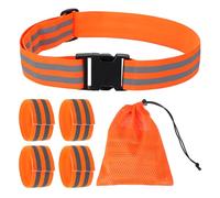 PATIKIL High Visibility Reflective Bands for Wrist Arm Ankle Leg, Adjustable Reflective PT Belt with 4Pcs Armbands & Storage Bag for Women Men Night Running Walking Cycling, Orange