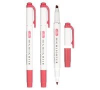 PATIKIL Highlighter Pen, 3 Pack Double Ended Highlighter Broad and Round Tips Marker Pens Studying Supplies for Office Home Daily Use, Red