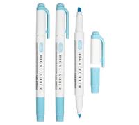 PATIKIL Highlighter Pen, 3 Pack Double Ended Highlighter Broad and Round Tips Marker Pens Studying Supplies for Office Home Daily Use, Blue