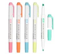 PATIKIL Highlighter Pen, 5 Pack Double Ended Highlighter Broad and Round Tips Marker Pens Studying Supplies for Office Home Daily Use, Orange/Pink/Yellow/Blue Green/Blue