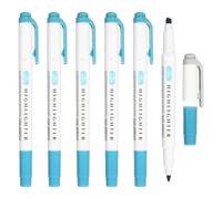 PATIKIL Highlighter Pen, 6 Pack Double Ended Highlighter Broad and Round Tips Marker Pens Studying Supplies for Office Home Daily Use, Light Blue