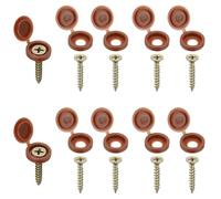 PATIKIL Hinged Screw Cover Caps, 100Pcs Plastic Fold Snap Covers Washer Flip with M4 x 25mm Countersunk Wood Screws for Covering Screw Heads Protection Decorative, Red-Brown