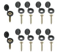 PATIKIL Hinged Screw Cover Caps, 100Pcs Plastic Fold Snap Covers Washer Flip with M4 x 25mm Flat Head Wood Screws for Covering Screw Heads Protection Decorative, Dark Gray