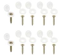 PATIKIL Hinged Screw Cover Caps, 100Pcs Plastic Fold Snap Covers Washer Flip with M4 x 25mm Flat Head Wood Screws for Covering Screw Heads Protection Decorative, White