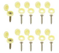 PATIKIL Hinged Screw Cover Caps, 100Pcs Plastic Fold Snap Covers Washer Flip with M4 x 25mm Flat Head Wood Screws for Covering Screw Heads Protection Decorative, Beige