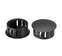 PATIKIL Hole Plugs Plastic, 50 Pcs 22mm(7/8") Screw Bumper Hole Plug Flush Snap Type Round Hole Cover Caps for Round Holes Cabinet Furniture Kitchen, Black