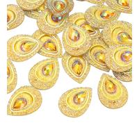 PATIKIL Horse Eye Rhinestones, 18x25mm 30 Pcs Tear Drop Sew on Rhinestones Peacock Eye Flatback Water Resin Gems for DIY Crafting Decor Clothe Shoes Bags Dress, Golden Yellow