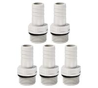PATIKIL Hose Barb Fitting Straight 15mm Barbed G1/2 Male Thread, 5 Pack POM Plastic Pipe Connector, Grey