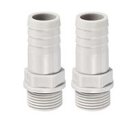 PATIKIL Hose Barb Fitting Straight 15mm Barbed G3/8 Male Thread, 2 Pack POM Plastic Pipe Connector, Grey
