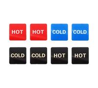 PATIKIL Hot and Cold Self-adhesive Stickers, 4Set Acrylic Square Sticker Signs Hot Cold Warning Label Signs for Faucets Sinks Home Office, Black/Black and Red/Blue